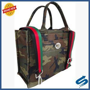 Canvas Tote Bag with Zip Closure, Adjustable Crossbody Strap, Medium Size